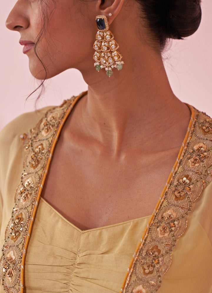 Pale Yellow Blouse Sharara Set With Embroidered Cape Studio Bagechaa - Fabilicious Fashion