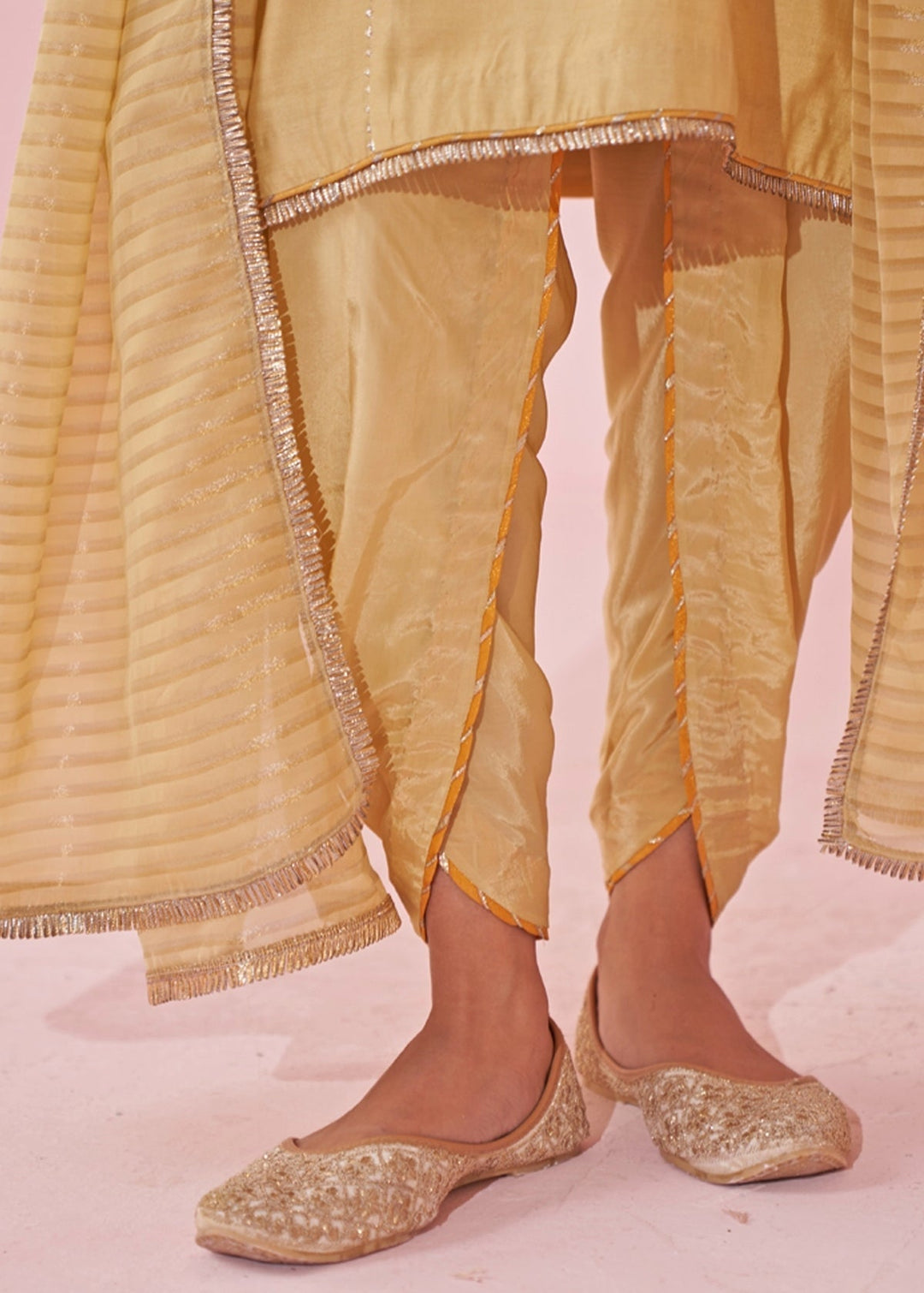 Pale Yellow Embroidered Kurta Tulip Pants Set Studio Bagechaa - Fabilicious Fashion