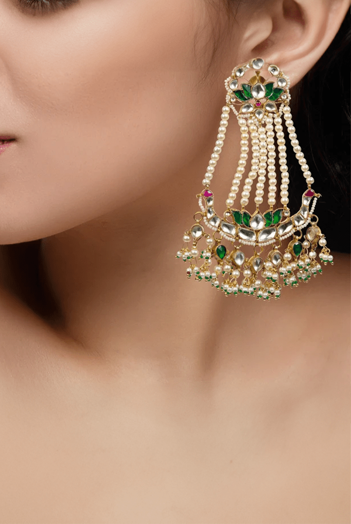 Passa Style Green Earrings Riana by Shikha Jindal - Fabilicious Fashion
