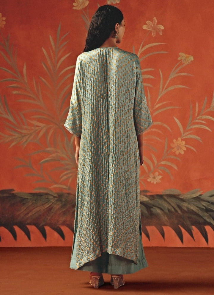Twenty Nine Pastel Blue Bandhani Kaftan Kurta PalazzoFabilicious Fashion