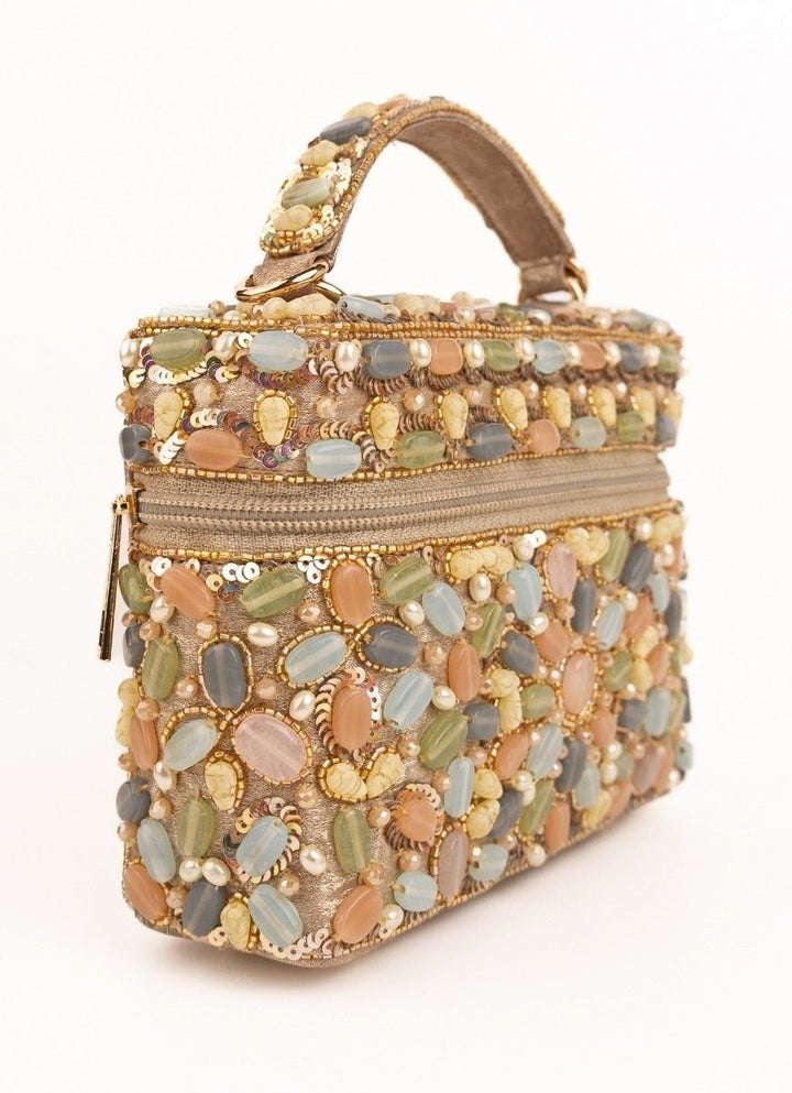 Pastel Georgette Embellished Vanity Bag House of Kosha - Fabilicious Fashion