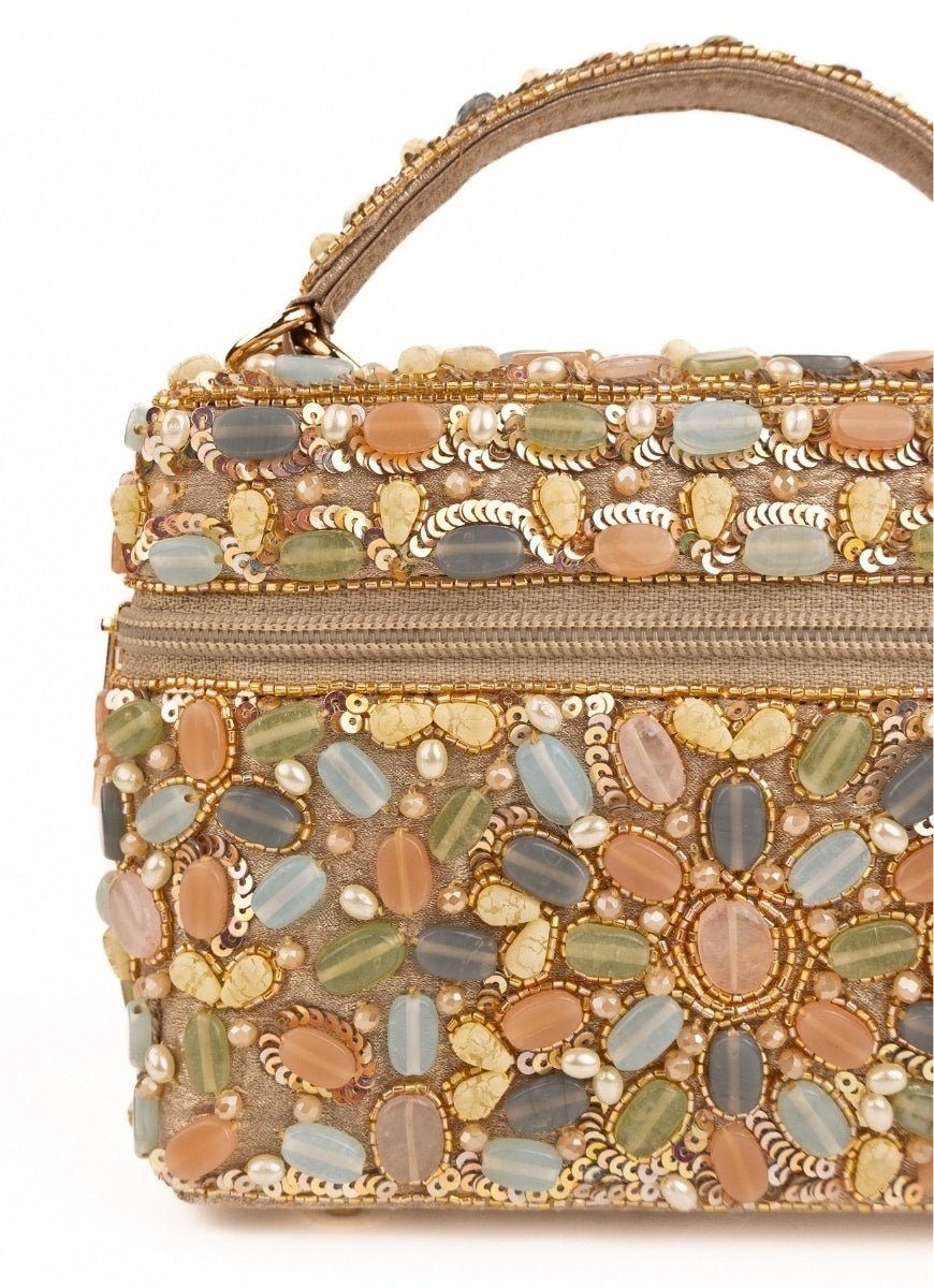 Pastel Georgette Embellished Vanity Bag House of Kosha - Fabilicious Fashion