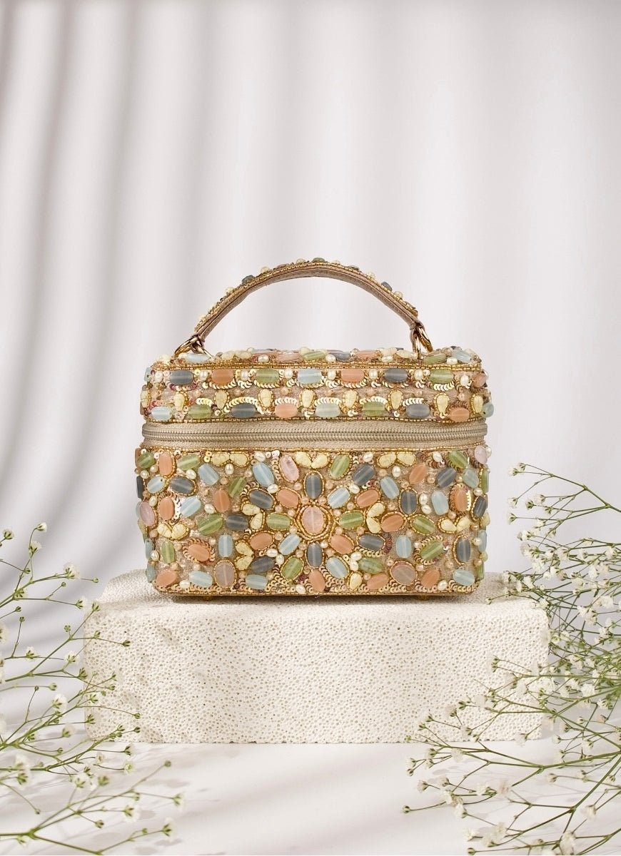 Pastel Georgette Embellished Vanity Bag House of Kosha - Fabilicious Fashion