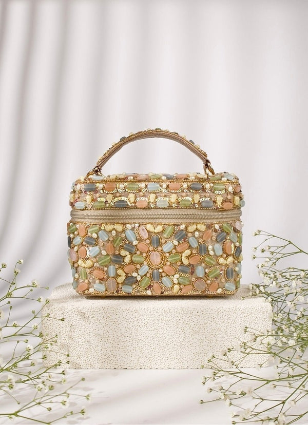 Pastel Georgette Embellished Vanity Bag