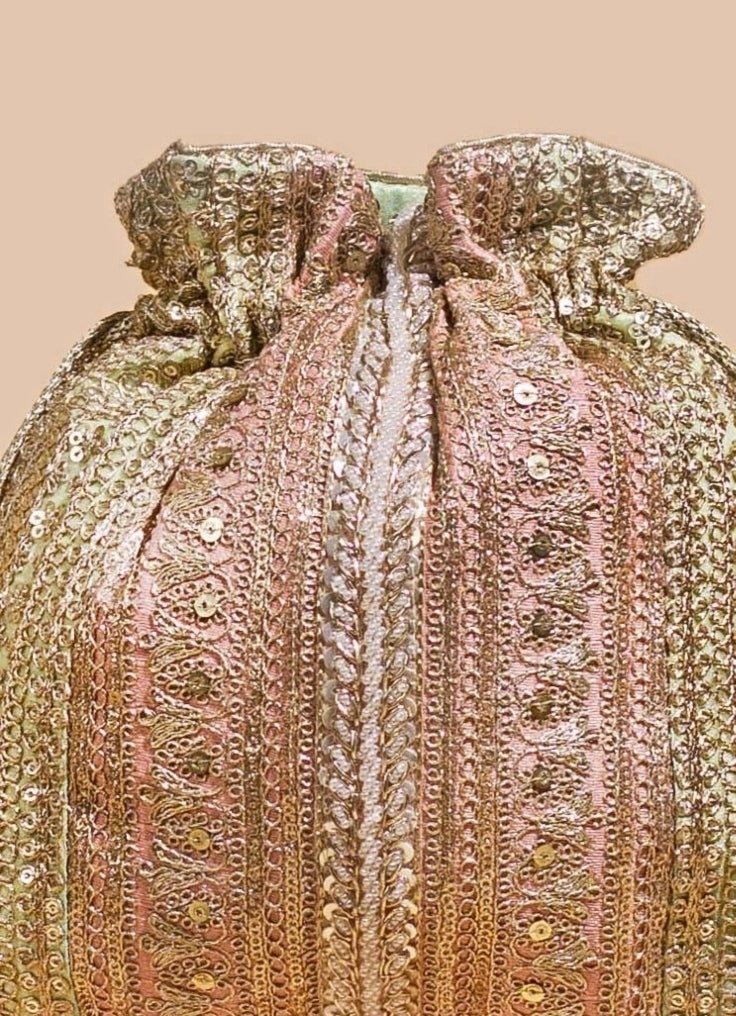 Pastel Gold Embellished Potli AMYRA - Fabilicious Fashion