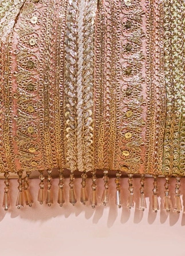 Pastel Gold Embellished Potli AMYRA - Fabilicious Fashion