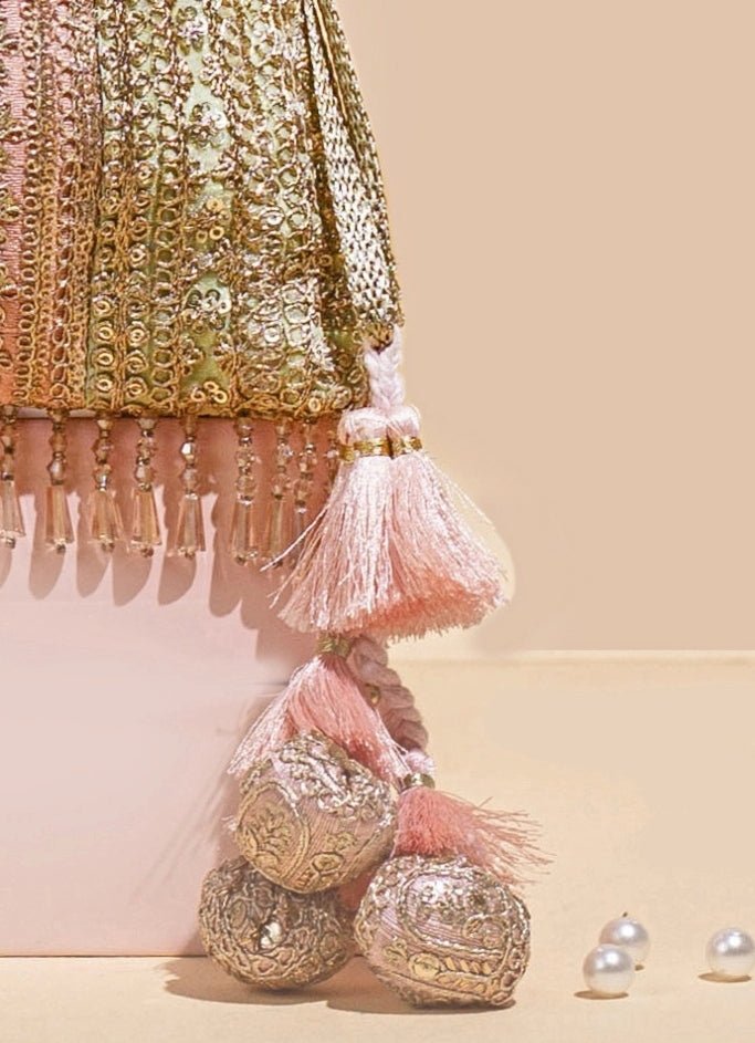 Pastel Gold Embellished Potli AMYRA - Fabilicious Fashion