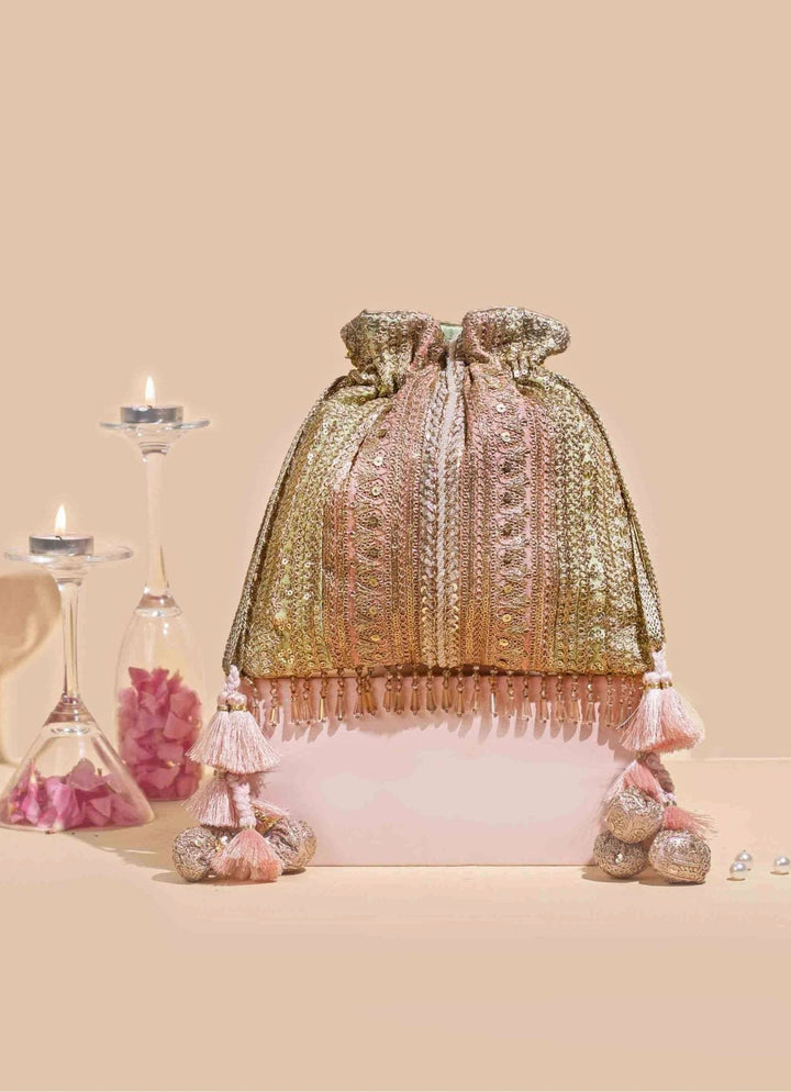 Pastel Gold Embellished Potli AMYRA - Fabilicious Fashion