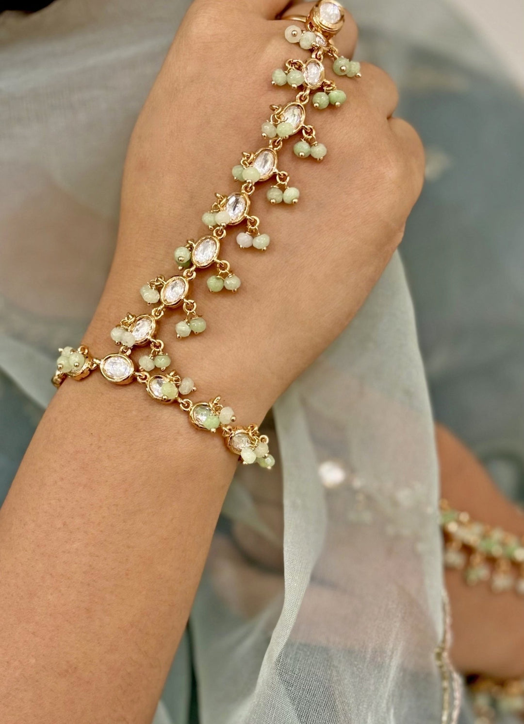Naymee Pastel Green Beads HaathphoolFabilicious Fashion