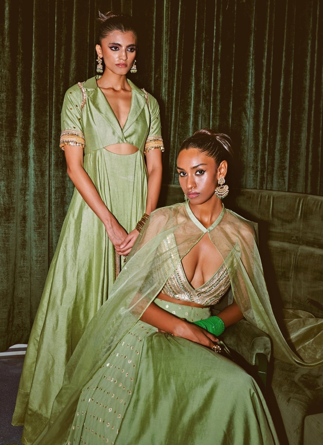 Rishi and Vibhuti Pastel Green Chanderi GownFabilicious Fashion