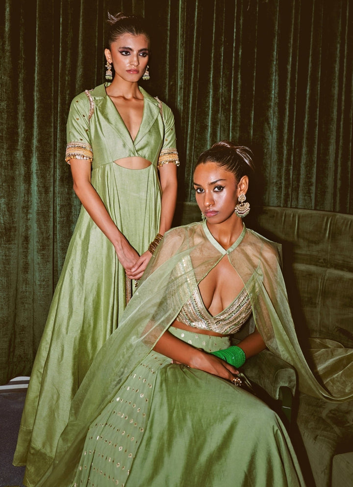 Rishi and Vibhuti Pastel Green Chanderi GownFabilicious Fashion