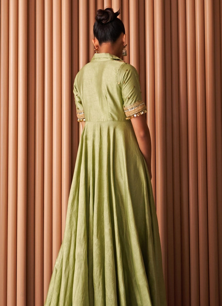 Rishi and Vibhuti Pastel Green Chanderi GownFabilicious Fashion