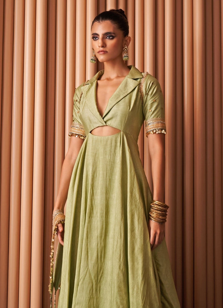 Rishi and Vibhuti Pastel Green Chanderi GownFabilicious Fashion