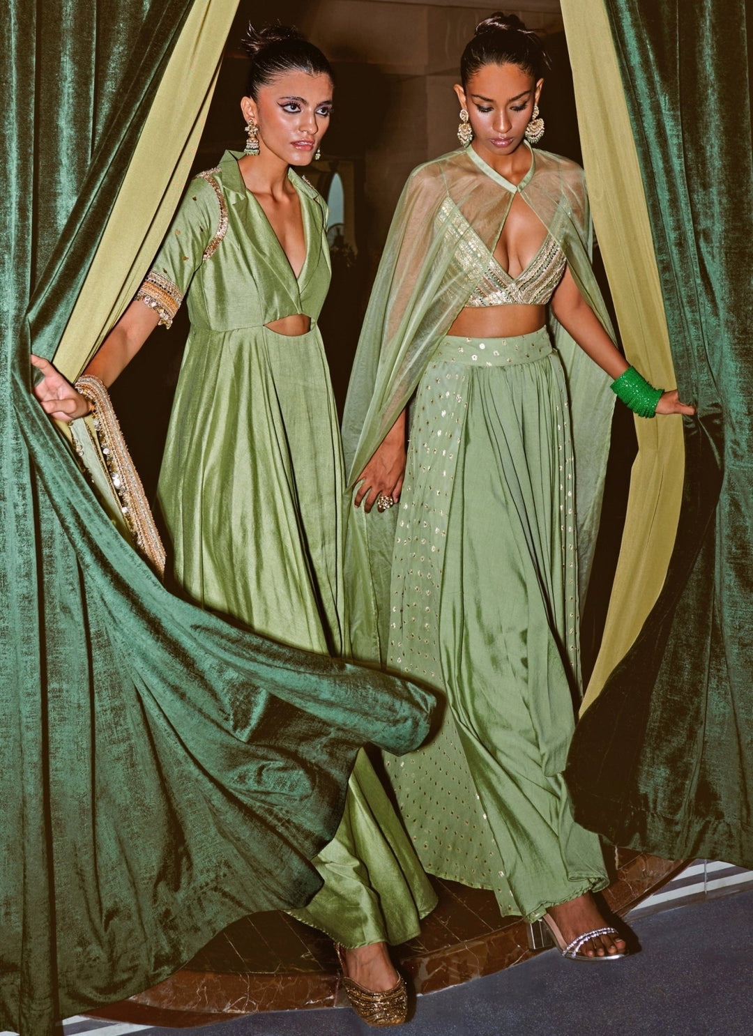 Rishi and Vibhuti Pastel Green Chanderi GownFabilicious Fashion