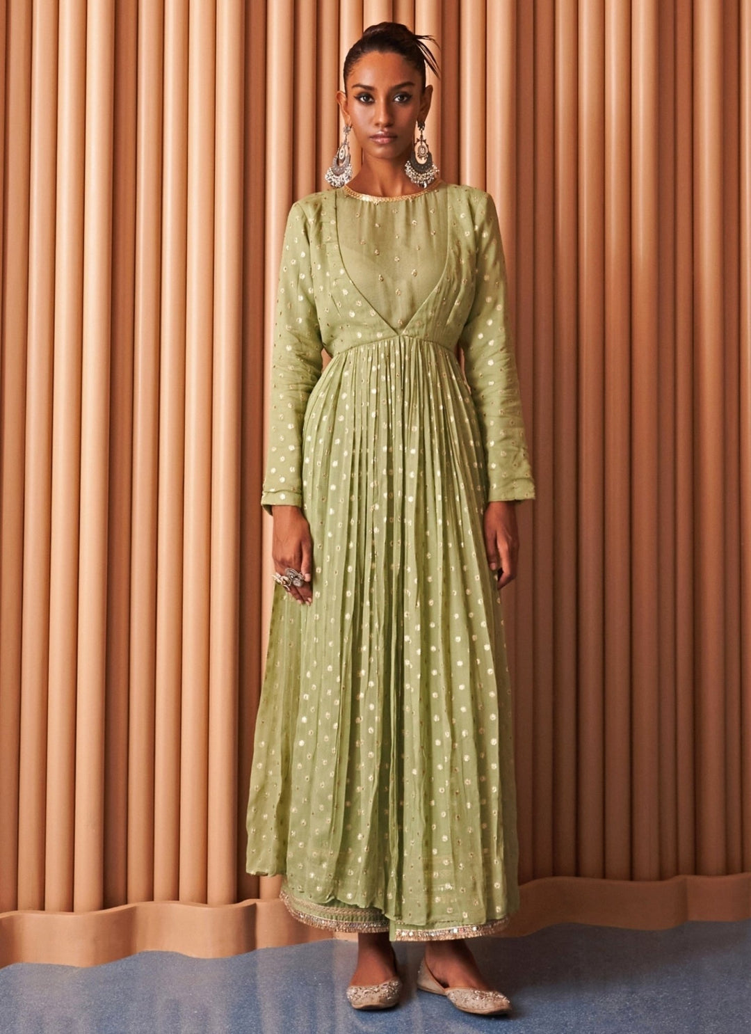 Rishi and Vibhuti Pastel Green Chanderi Kurta Pants SetFabilicious Fashion