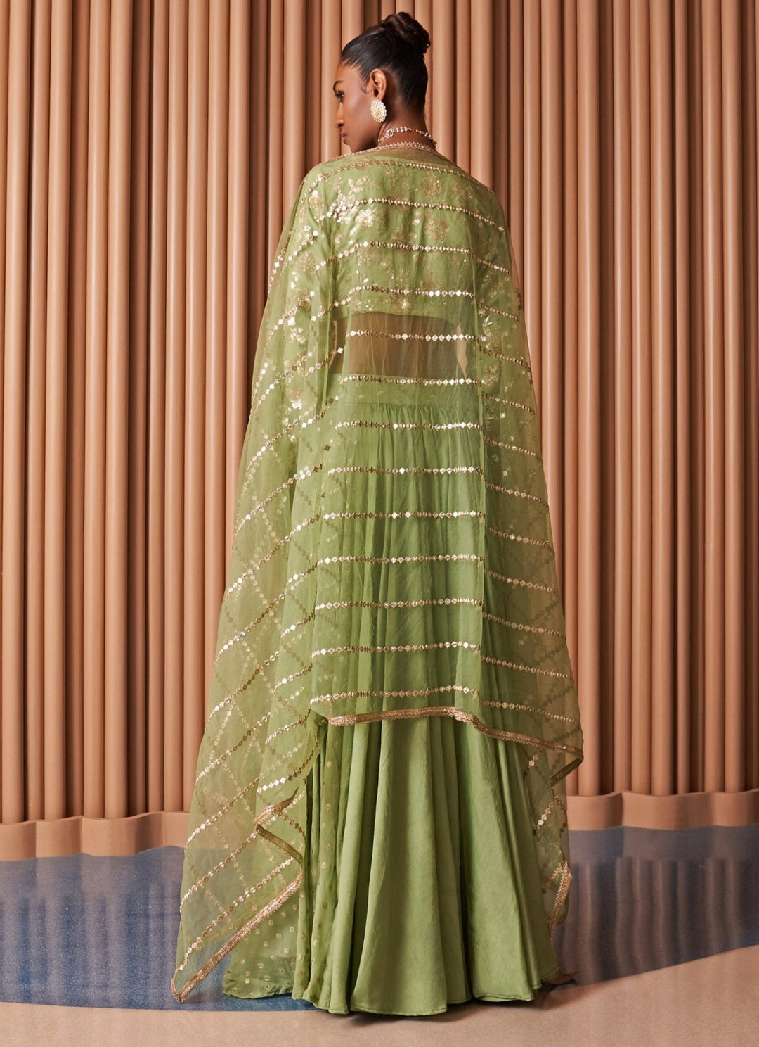 Rishi and Vibhuti Pastel Green Chanderi Lehenga SetFabilicious Fashion