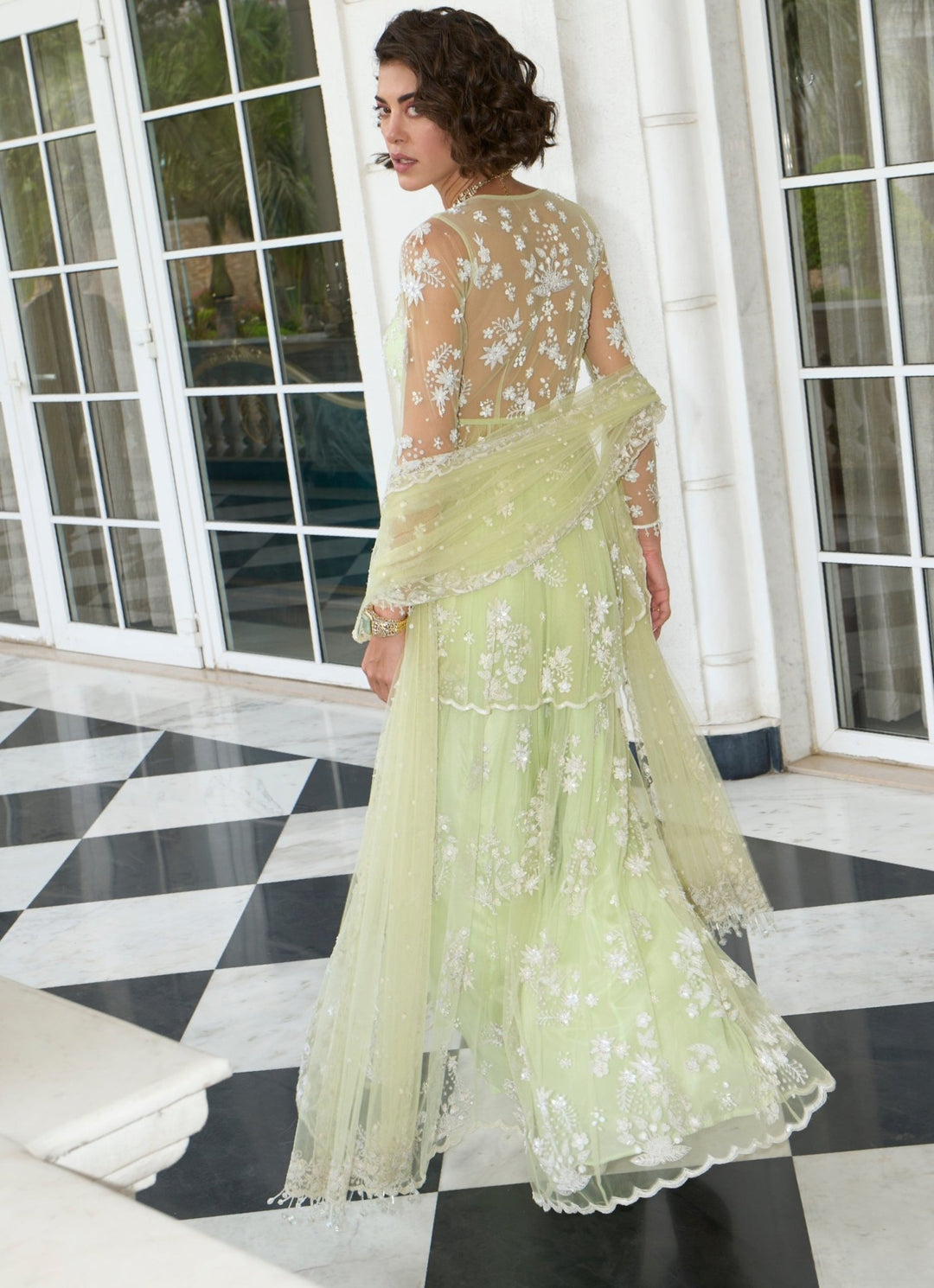 Pastel Green Embroidered Kurta Sharara Set Sanya Gulati - Fabilicious Fashion
