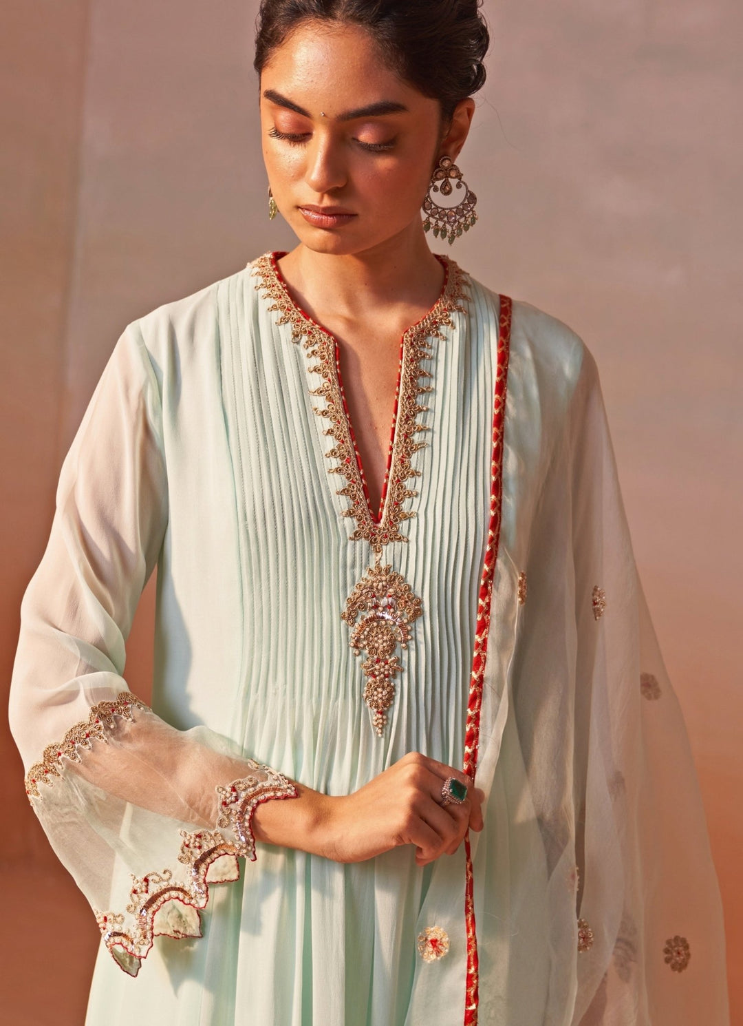 Nitika Gujral Pastel Green Georgette Anarkali SetFabilicious Fashion