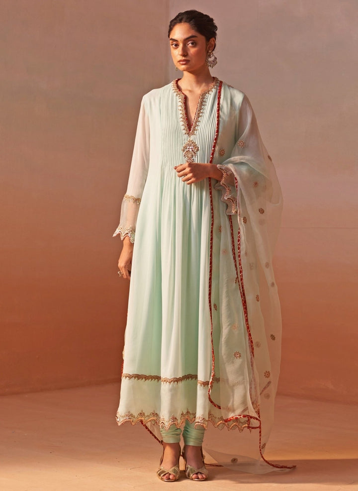 Nitika Gujral Pastel Green Georgette Anarkali SetFabilicious Fashion
