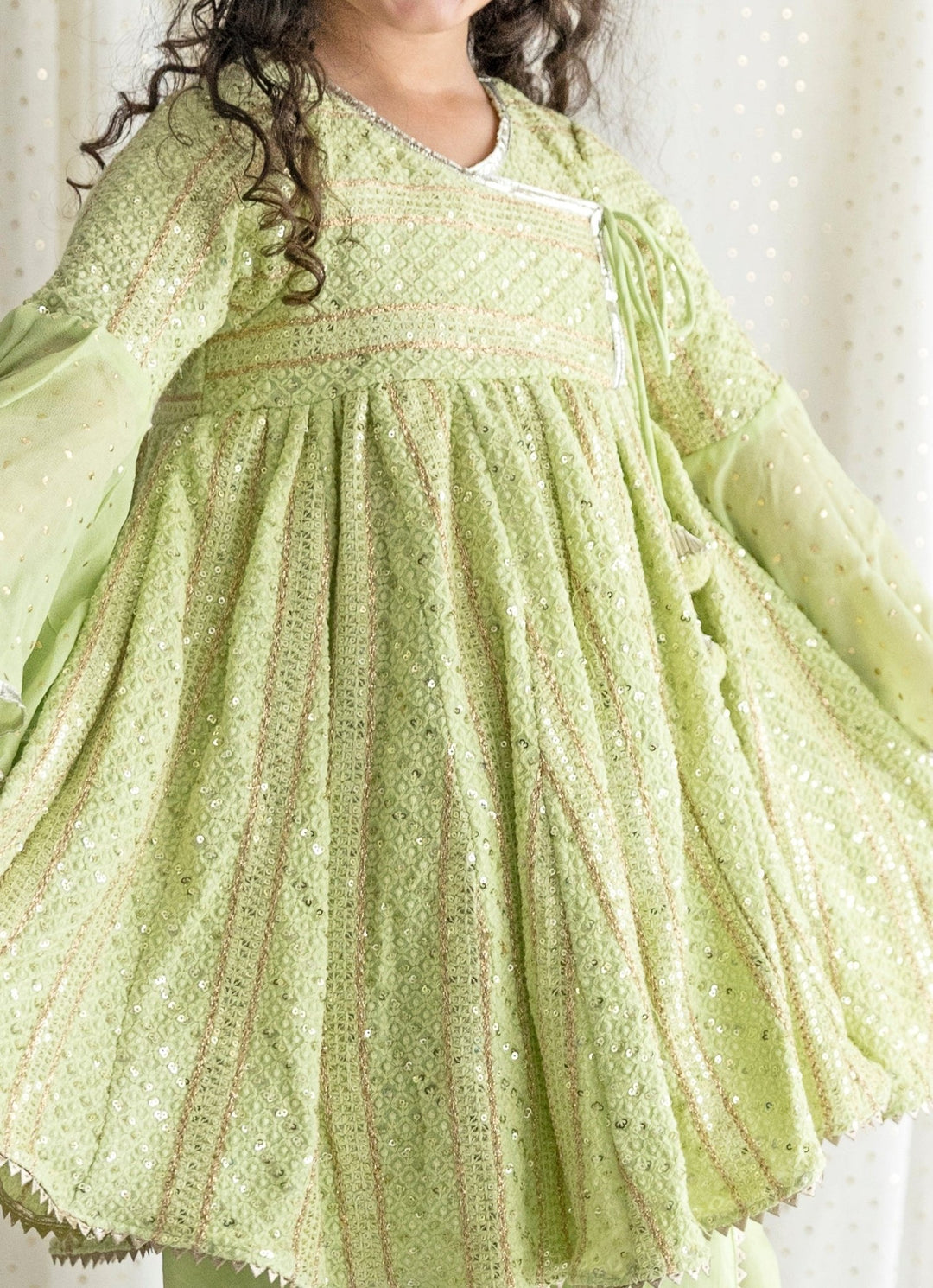 Chotibuti Pastel Green Georgette Chikankari Kurta Dhoti SetFabilicious Fashion