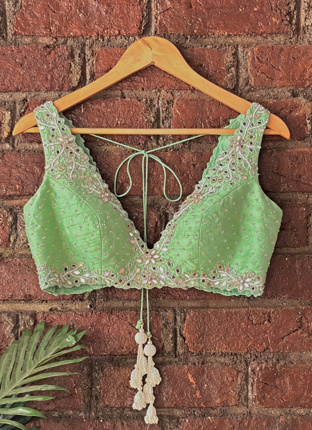 Pastel Green Gota Embroidered Georgette Lehenga Set Priti Sahni - Fabilicious Fashion