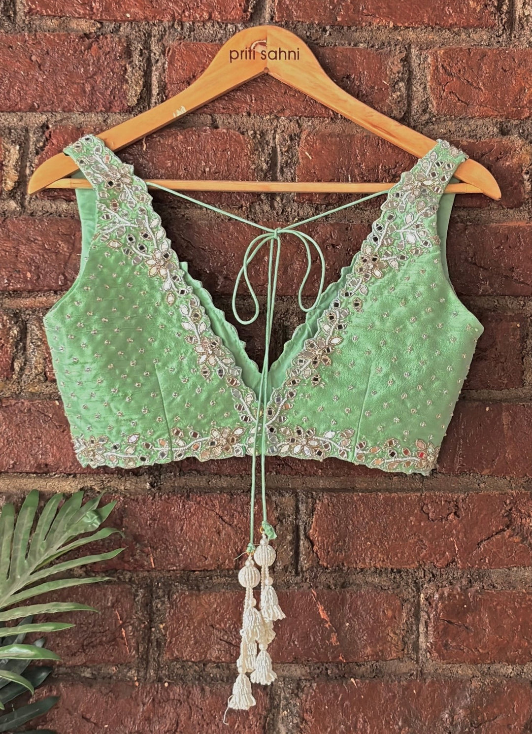 Pastel Green Gota Embroidered Georgette Lehenga Set Priti Sahni - Fabilicious Fashion