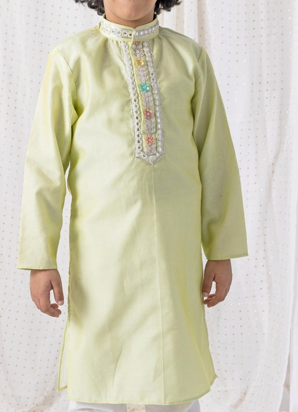 Pastel Green Organza Kurta Set Chotibuti - Fabilicious Fashion