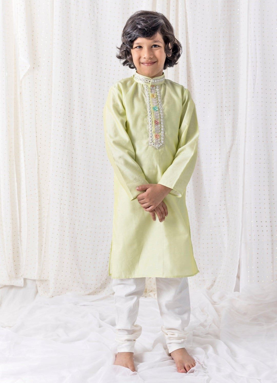 Pastel Green Organza Kurta Set Chotibuti - Fabilicious Fashion