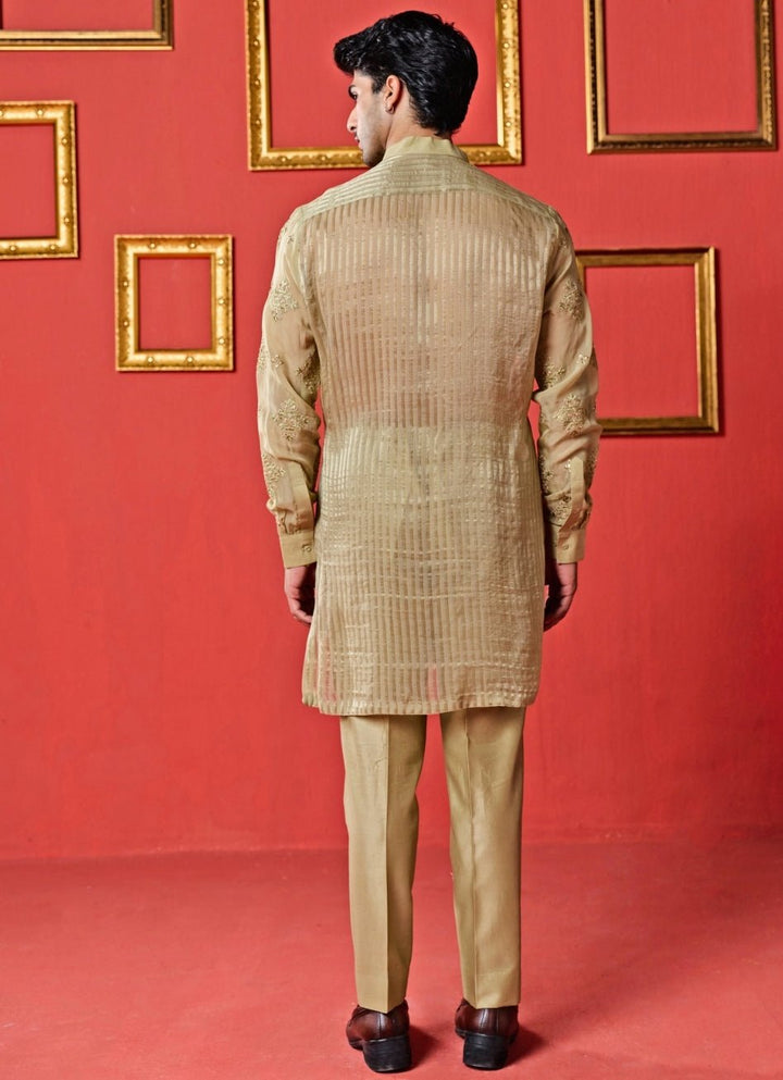 Studio Bagechaa - Men Pastel Green Organza Kurta SetFabilicious Fashion