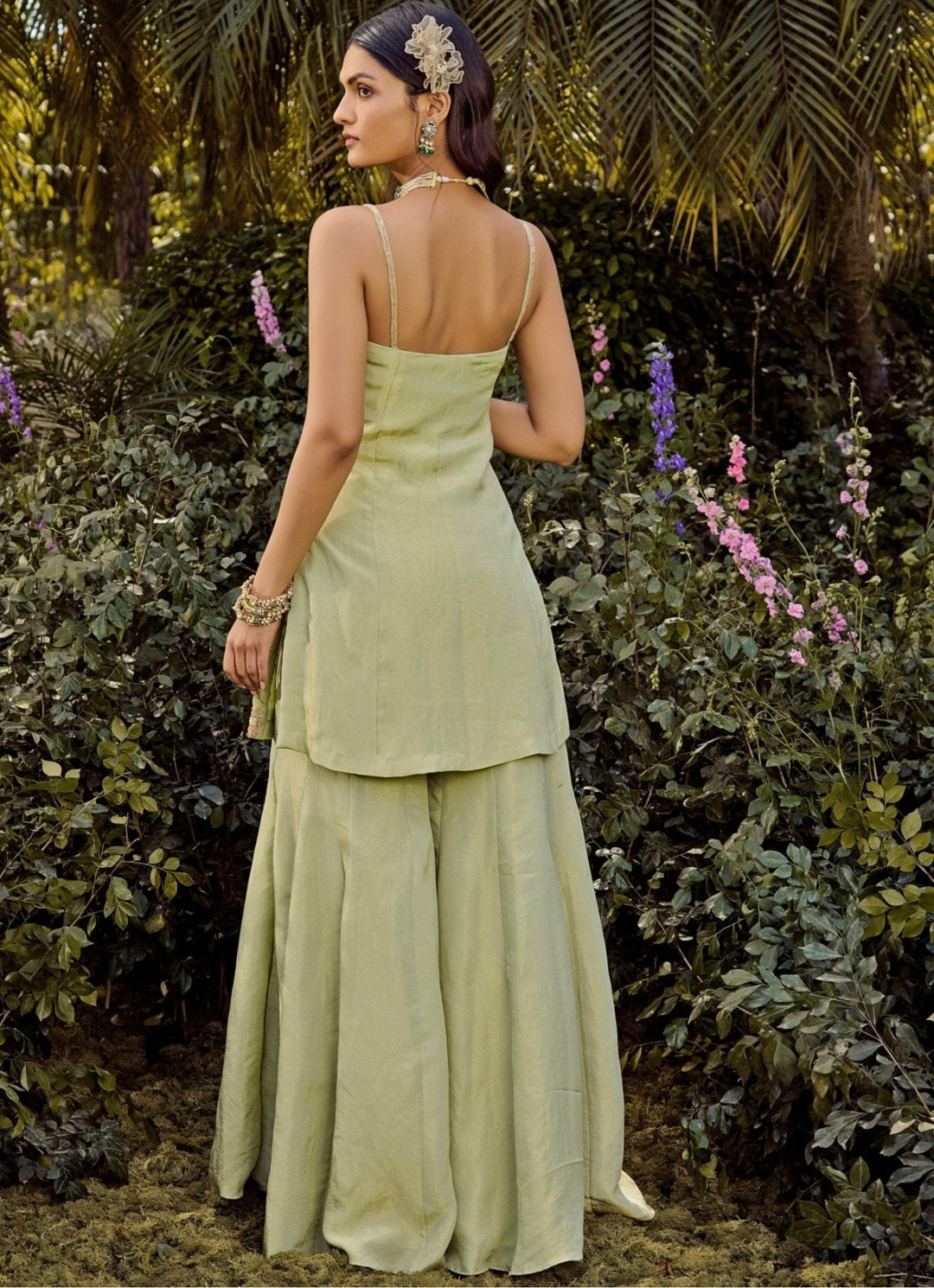Pastel Green Organza Kurta Sharara Set Parul Gandhi - Fabilicious Fashion