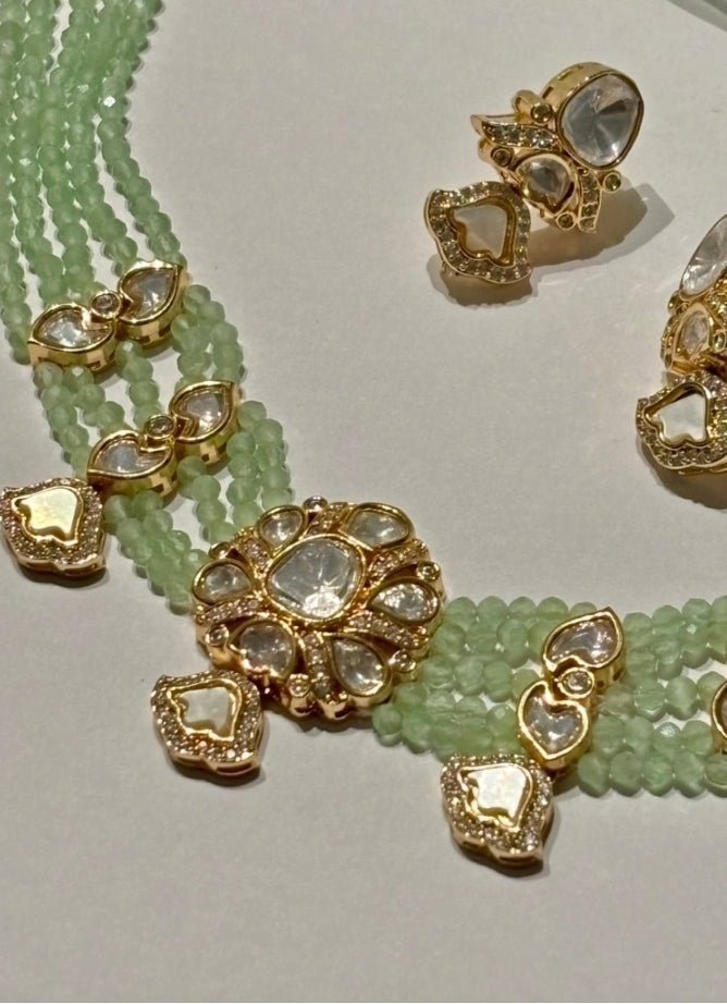 Naymee Pastel Green Polki Choker SetFabilicious Fashion