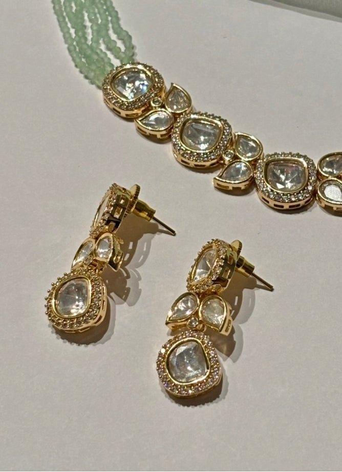 Naymee Pastel Green Polki Kundan And Choker SetFabilicious Fashion