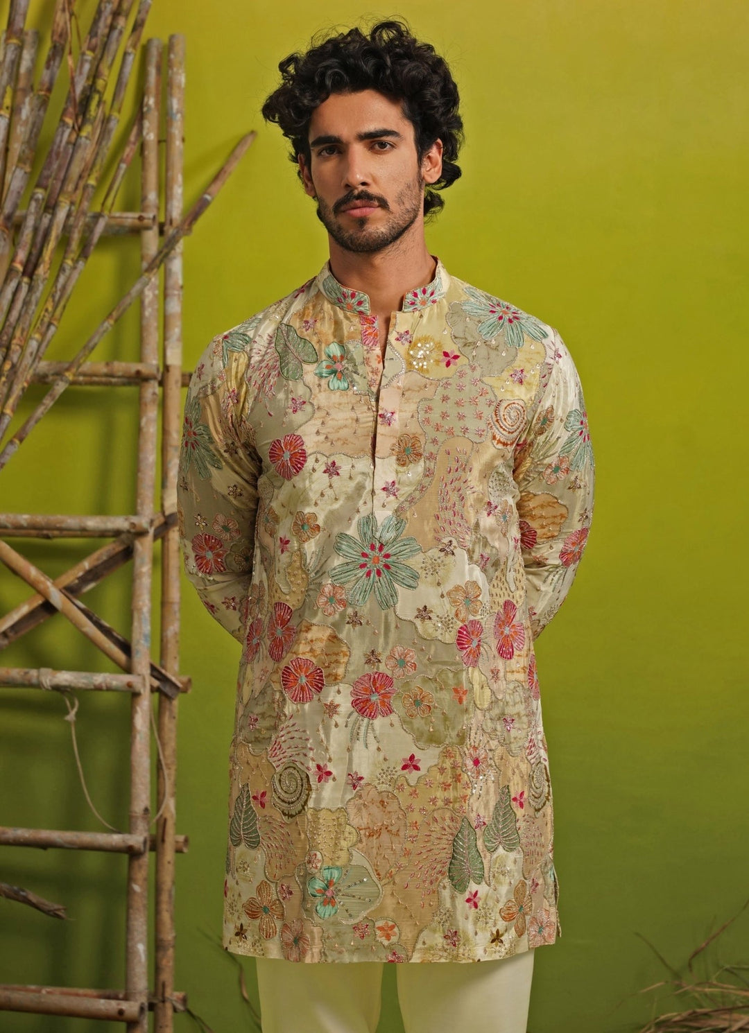 Kalpraag Pastel Green Silk Short Kurta SetFabilicious Fashion