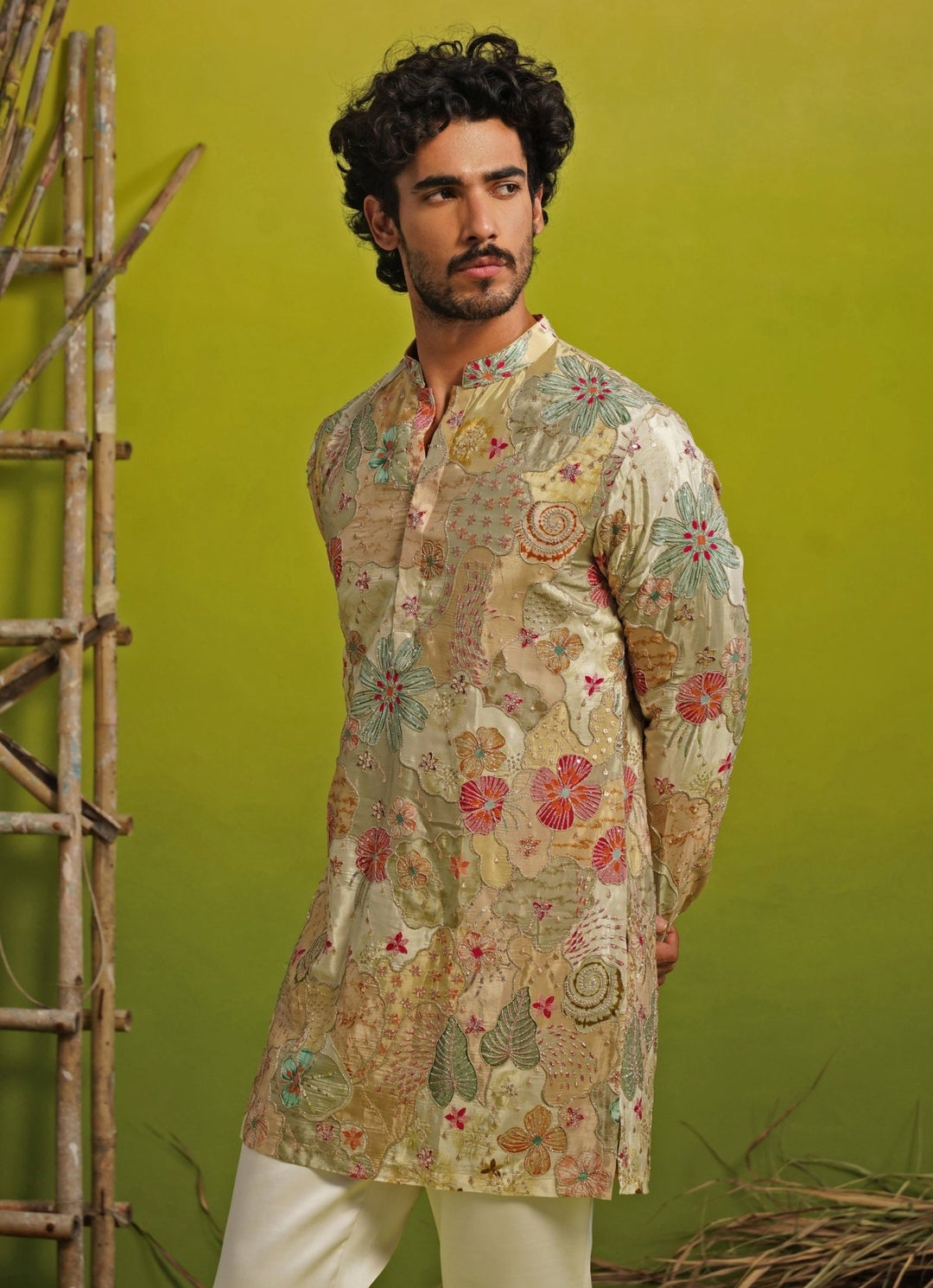 Kalpraag Pastel Green Silk Short Kurta SetFabilicious Fashion
