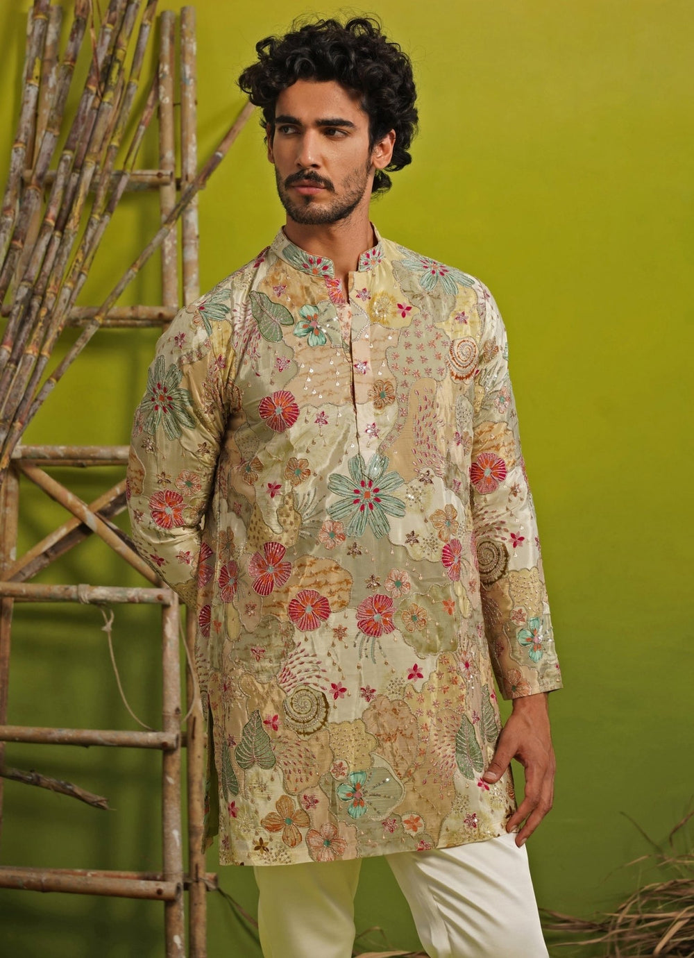Kalpraag Pastel Green Silk Short Kurta SetFabilicious Fashion