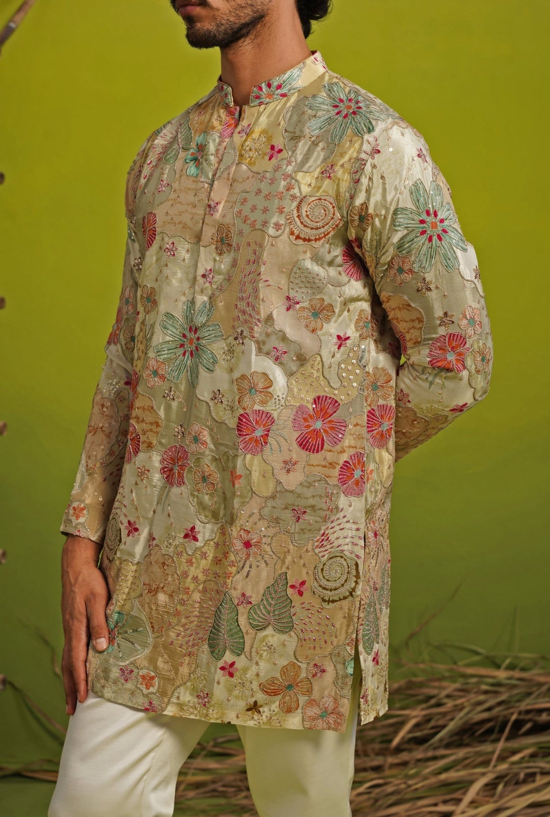 Kalpraag Pastel Green Silk Short Kurta SetFabilicious Fashion