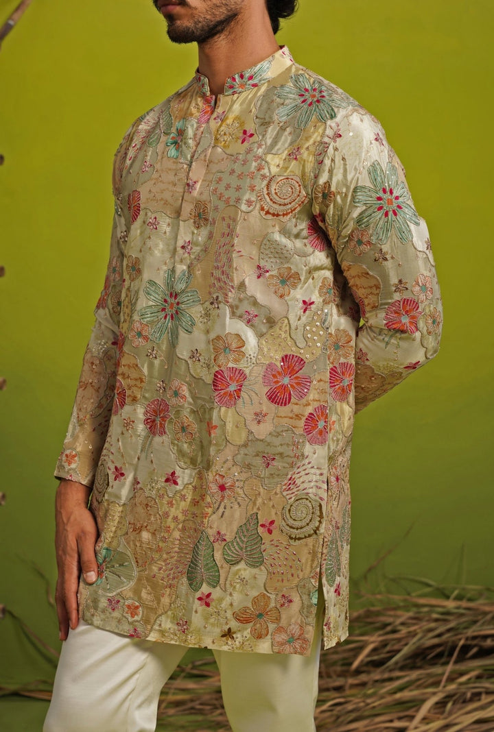 Kalpraag Pastel Green Silk Short Kurta SetFabilicious Fashion