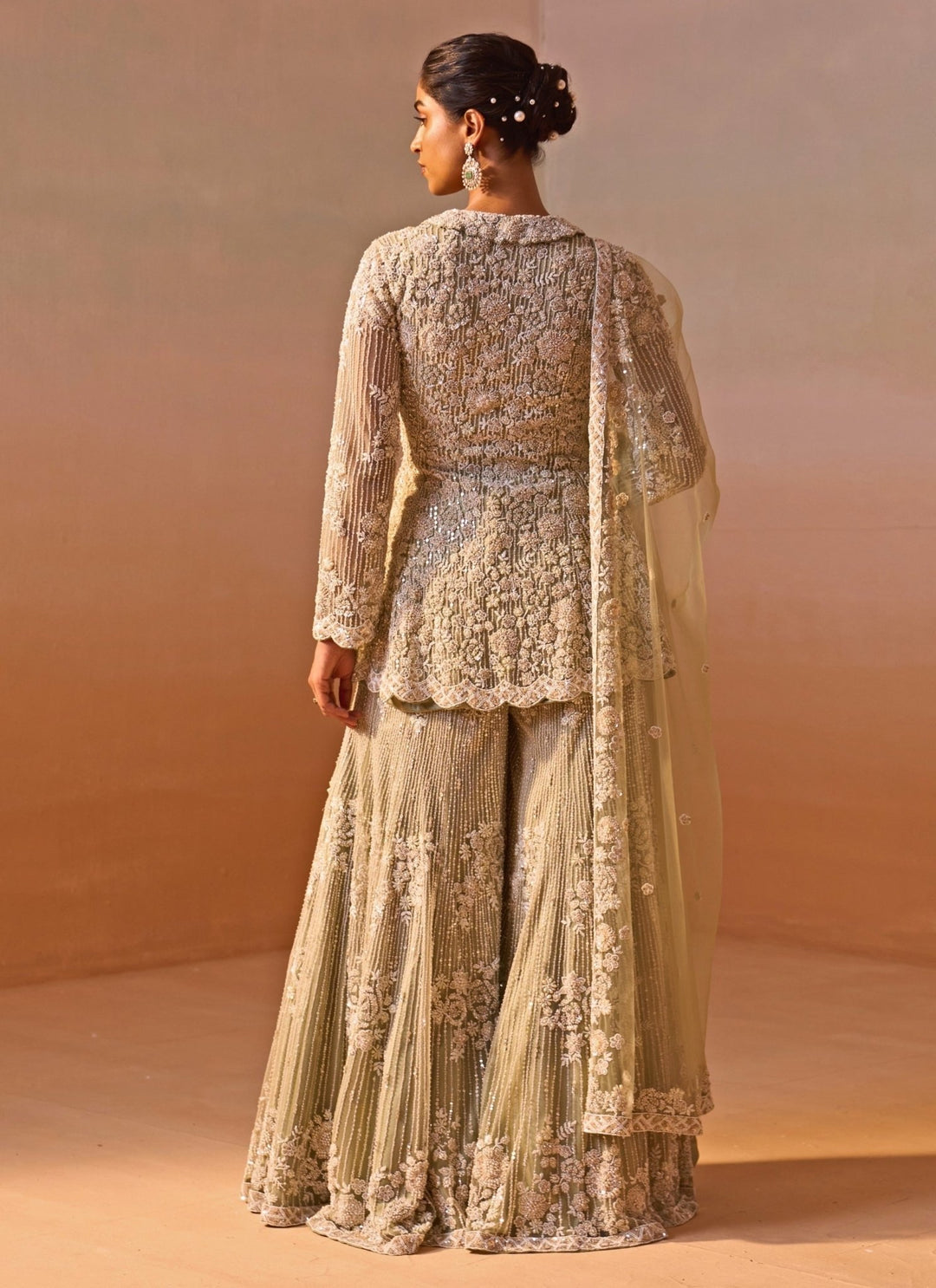Nitika Gujral Pastel Green Soft Net Kurta Sharara SetFabilicious Fashion