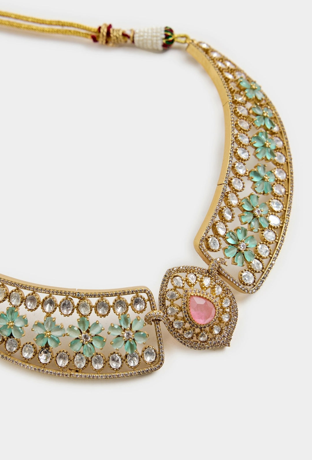 Pastel Green Stones Kundan Choker Necklace Set Vivinia By Vidhi Mehra - Fabilicious Fashion