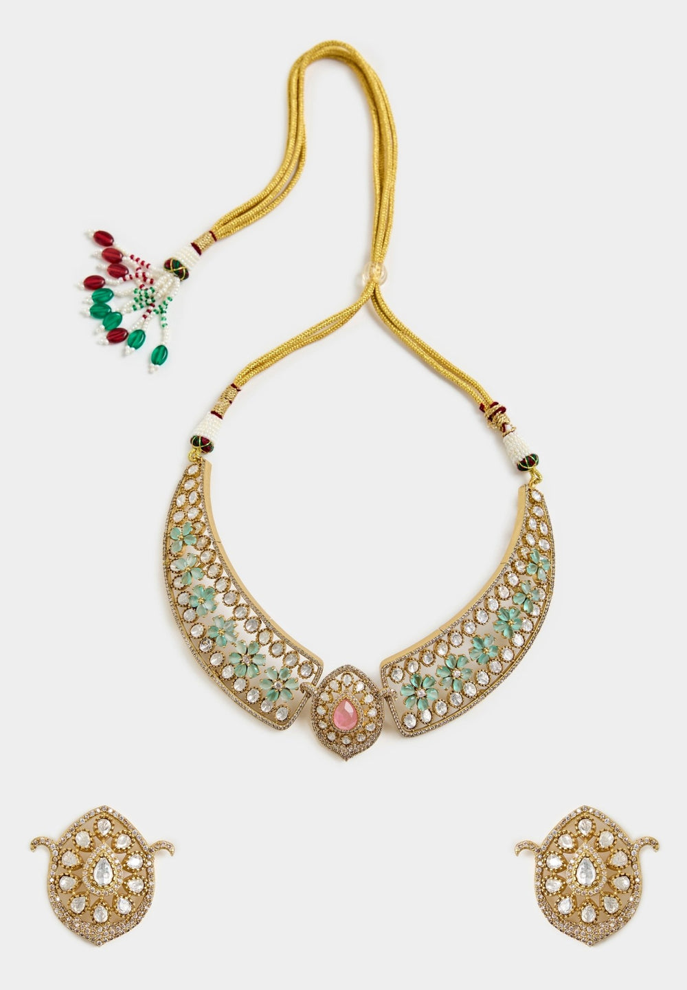 Pastel Green Stones Kundan Choker Necklace Set Vivinia By Vidhi Mehra - Fabilicious Fashion