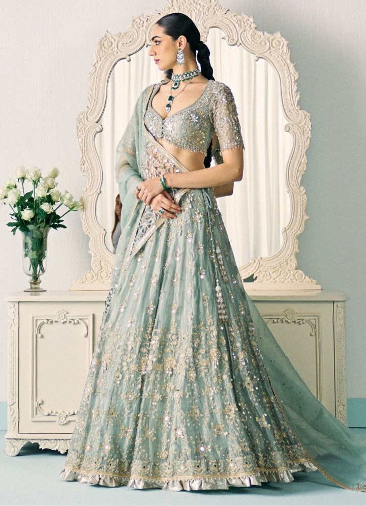 Pastel Green Tissue Lehenga Set Sanya Gulati - Fabilicious Fashion