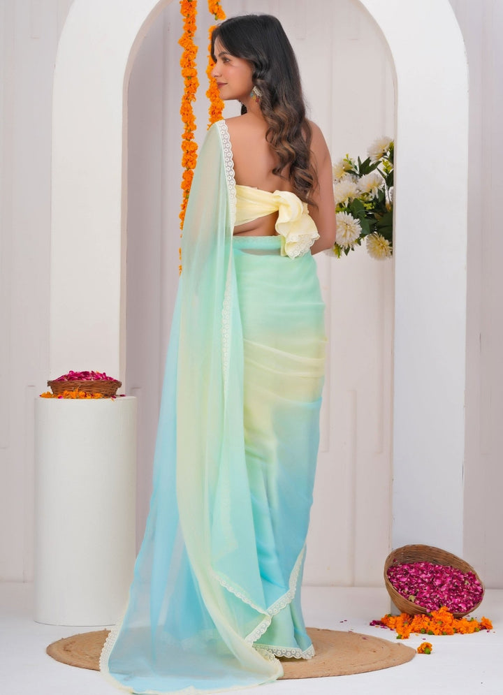 Geroo Jaipur Pastel Multicolor Shaded Chiffon SareeFabilicious Fashion