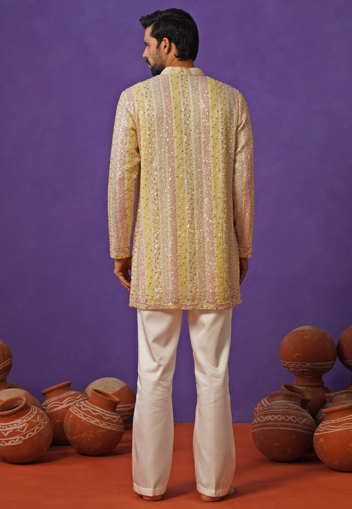 Kalpraag Pastel Multicolor Tissue Silk Short Kurta SetFabilicious Fashion