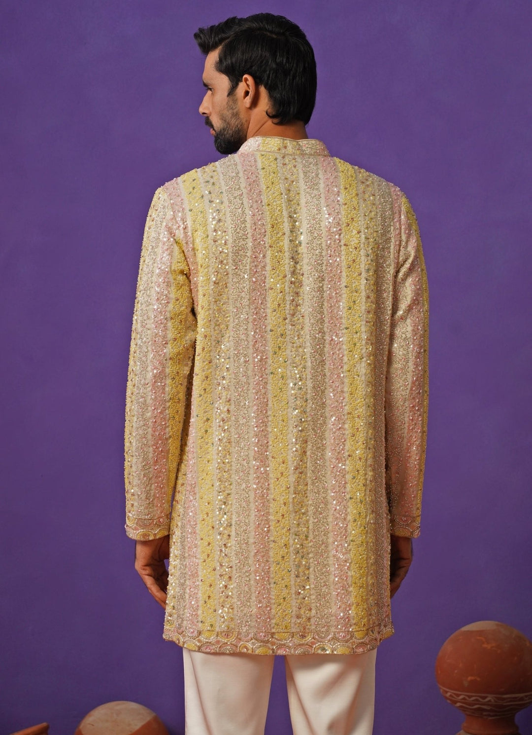 Kalpraag Pastel Multicolor Tissue Silk Short Kurta SetFabilicious Fashion
