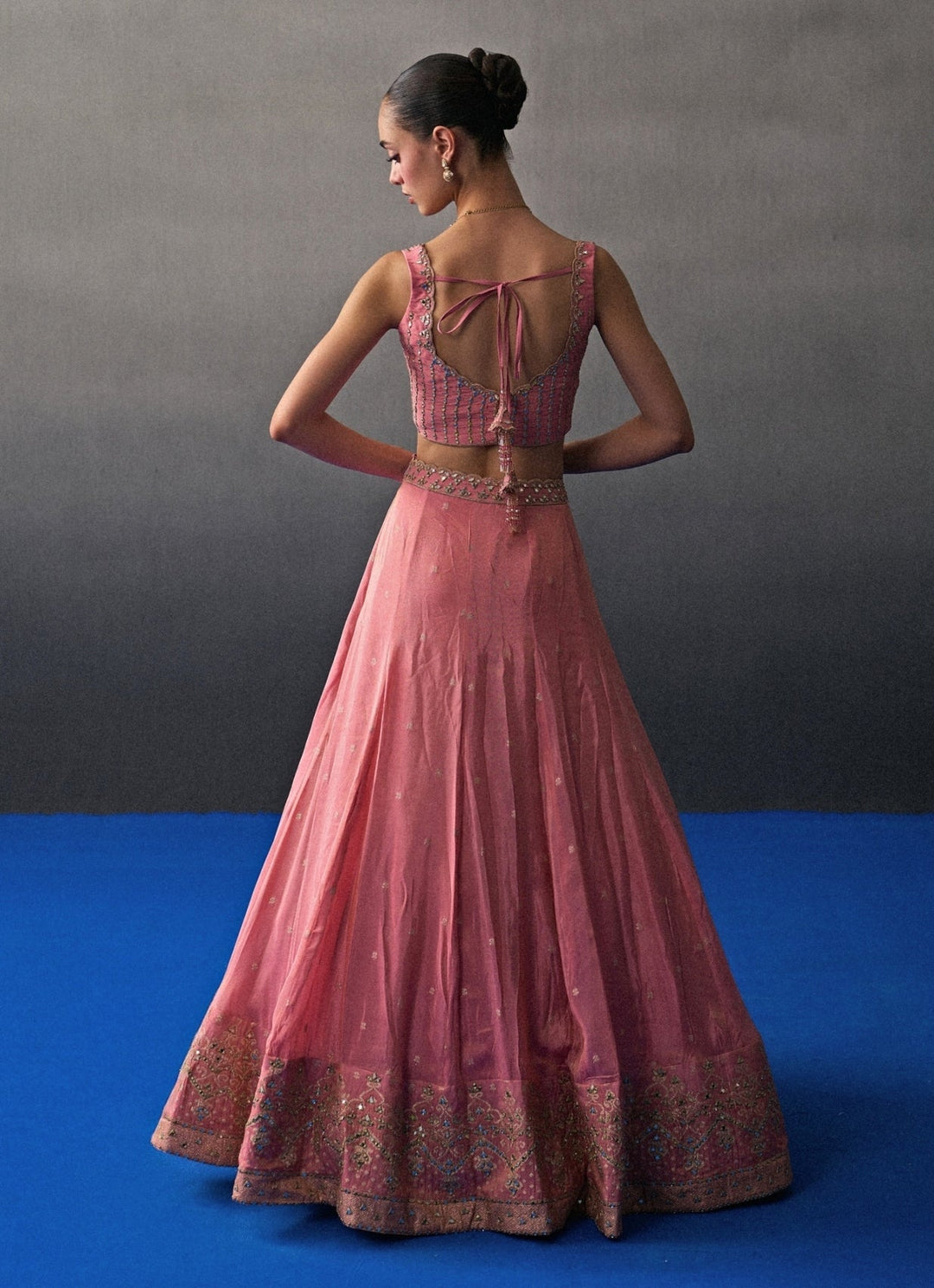 Pastel Pink Banarasi Silk Lehenga Set Angad Singh - Fabilicious Fashion