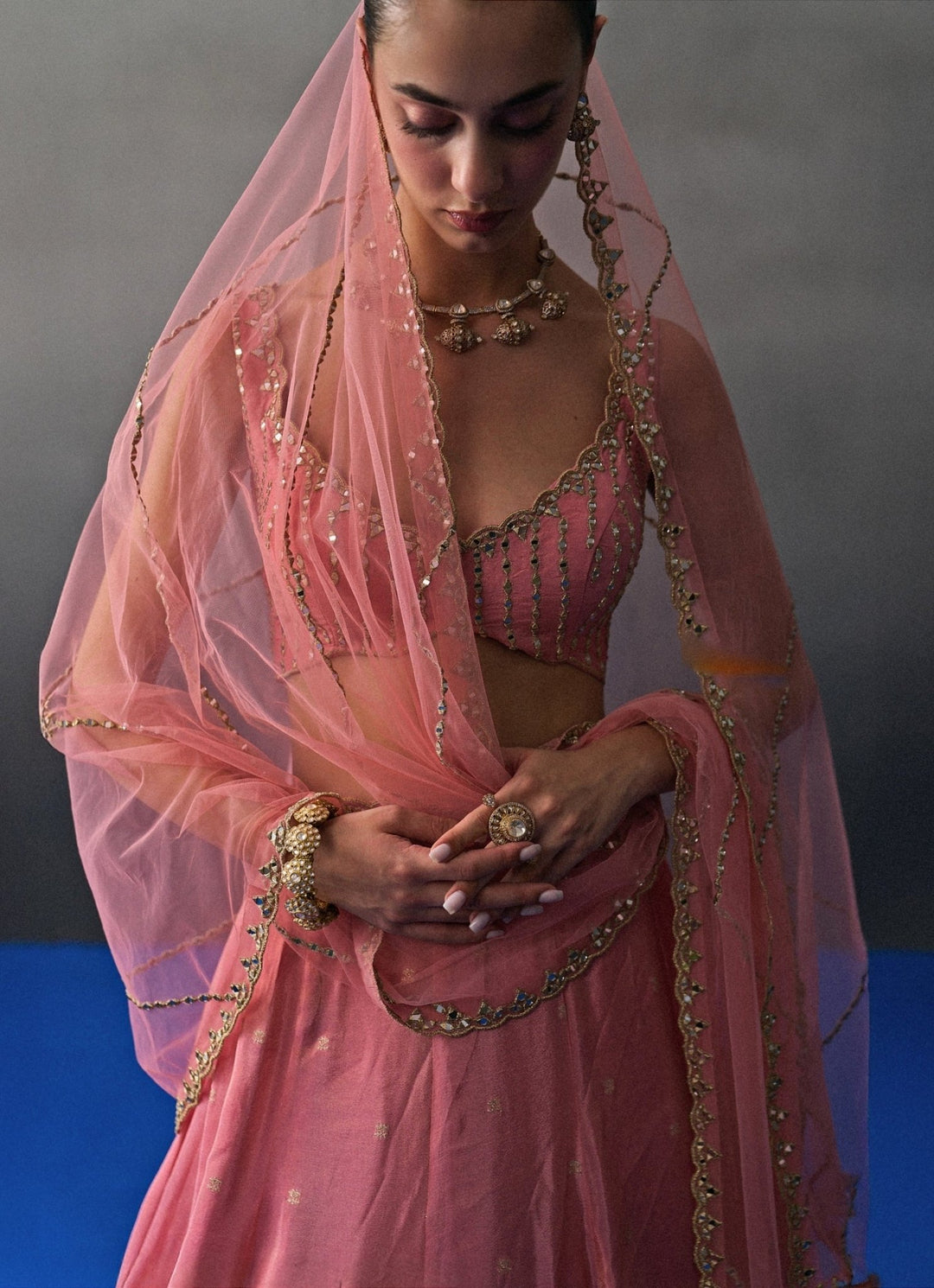 Pastel Pink Banarasi Silk Lehenga Set Angad Singh - Fabilicious Fashion