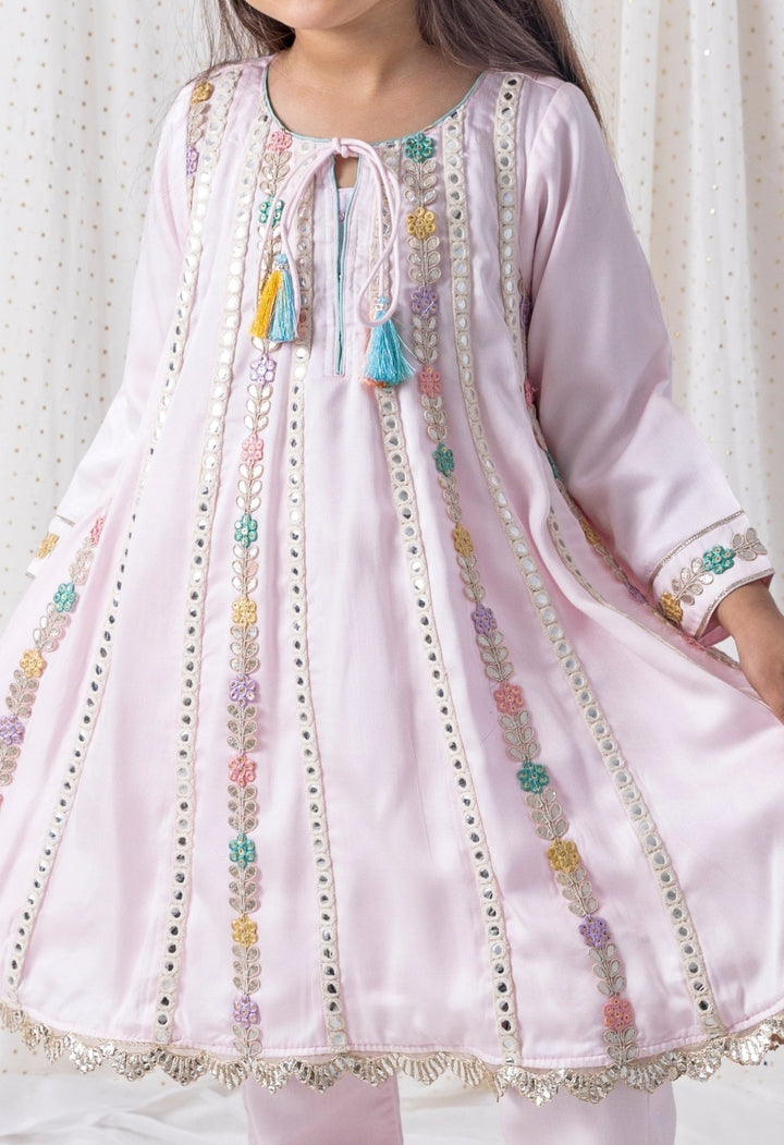 Pastel Pink Cotton Kurta Pants Set Chotibuti - Fabilicious Fashion