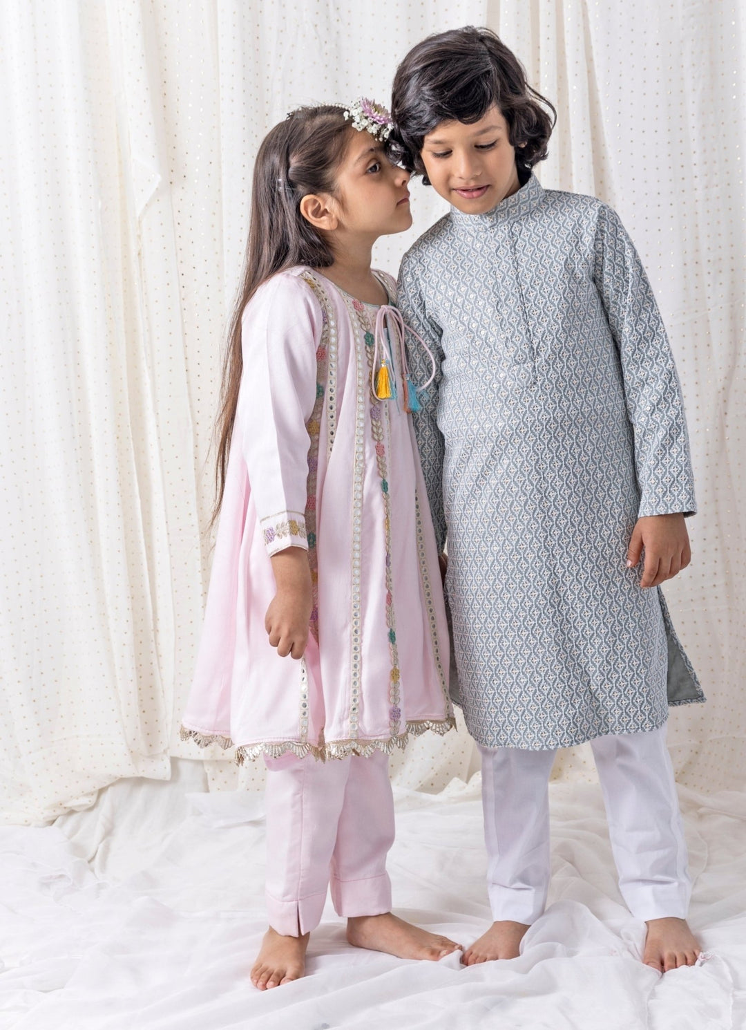 Pastel Pink Cotton Kurta Pants Set Chotibuti - Fabilicious Fashion