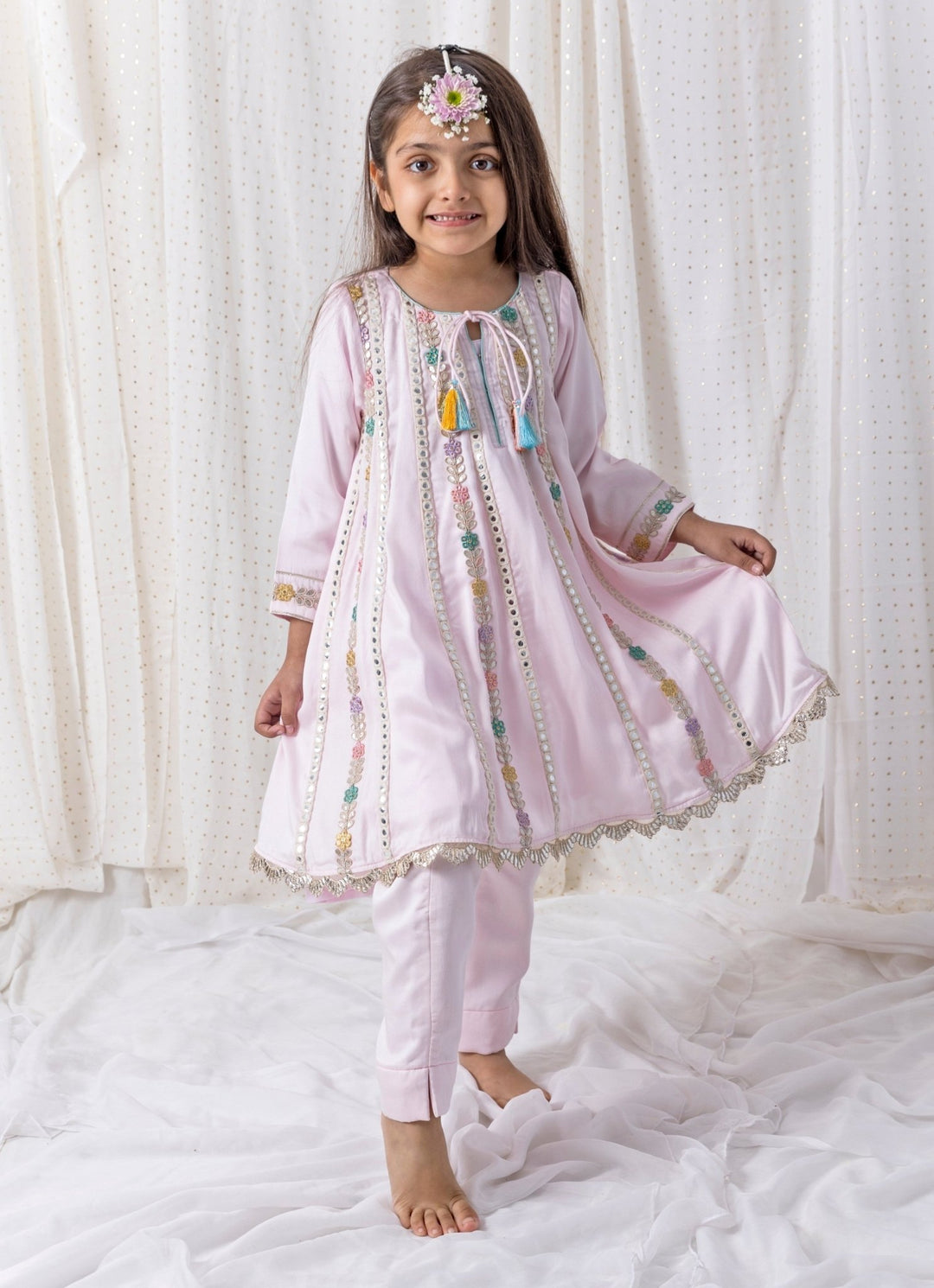 Pastel Pink Cotton Kurta Pants Set Chotibuti - Fabilicious Fashion