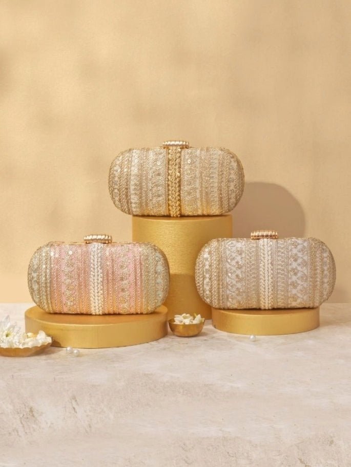 Pastel Pink Embellished Clutch AMYRA - Fabilicious Fashion